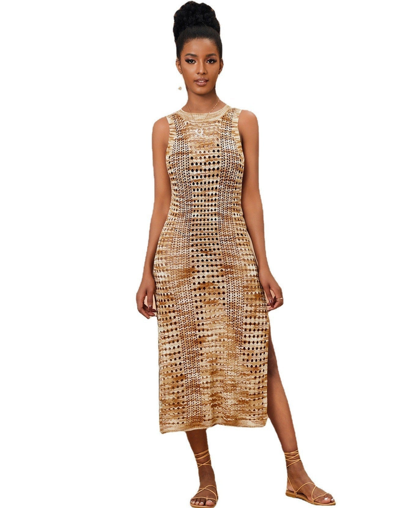 Knitted Hollow Out Cutout Vest Skirt Beach Cover Up Sexy Vacation Long Skirt Beach Cover Up Crochet hook Bella Mia