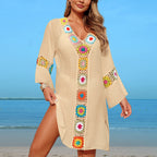 Beach Cover up Arrival Mosaic Floral Beach Dress Cloth Floral Seaside Vacation Sun Protection Blouse for Women Bella Mia