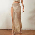 Summer Beach Skirt Women Solid Color Sexy Knitted Hollow Out Beach Bikini Cover up Skirt Crochet hook Bella Mia