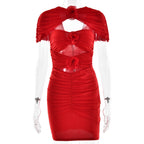 Sexy Hollow Out Cutout Sleeveless Hip Dress Elegant Floral Decorative Pleated Dress Summer Bella Mia