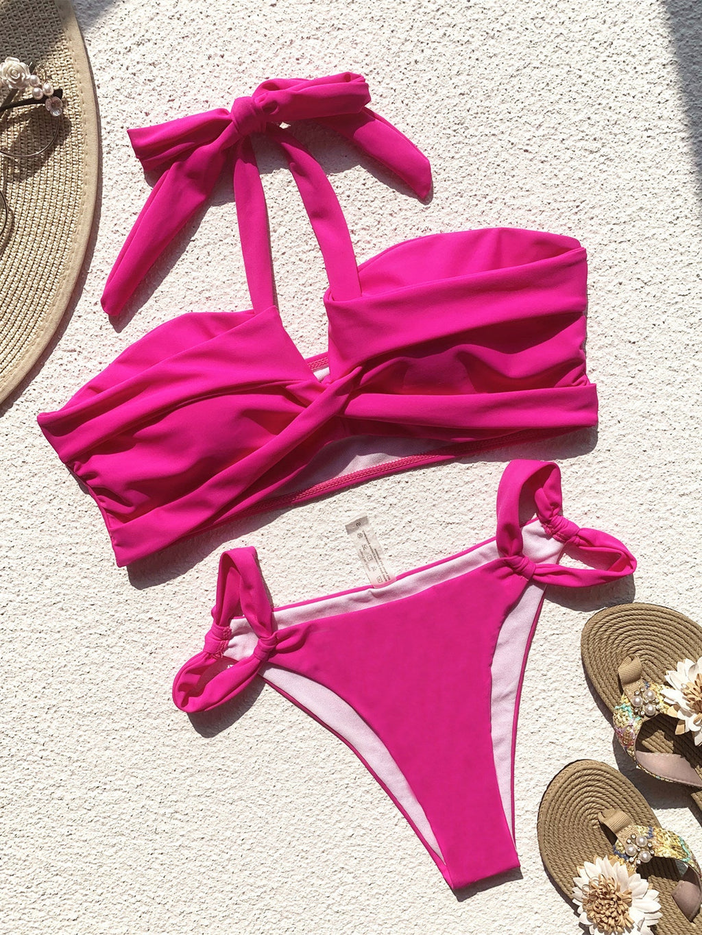 Bikini Double Bikini Solid Color Swimsuit Stitching Swimming Suit Women Sexy Swimsuit Strap Bella Mia