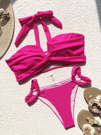 Bikini Double Bikini Solid Color Swimsuit Stitching Swimming Suit Women Sexy Swimsuit Strap Bella Mia
