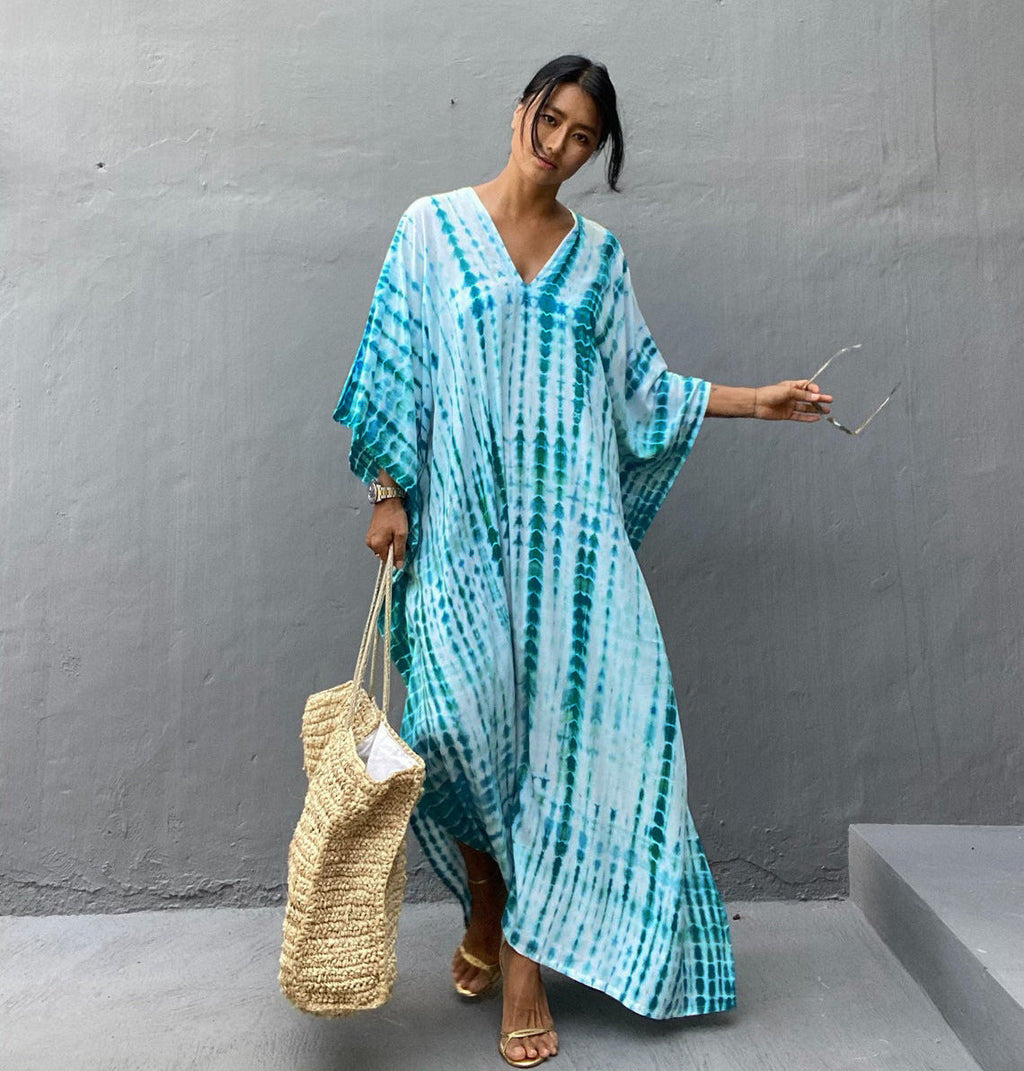 Rayon Halo Dyed Robe Vacation Casual Beach Bikini Cover 25 Colors Bella Mia