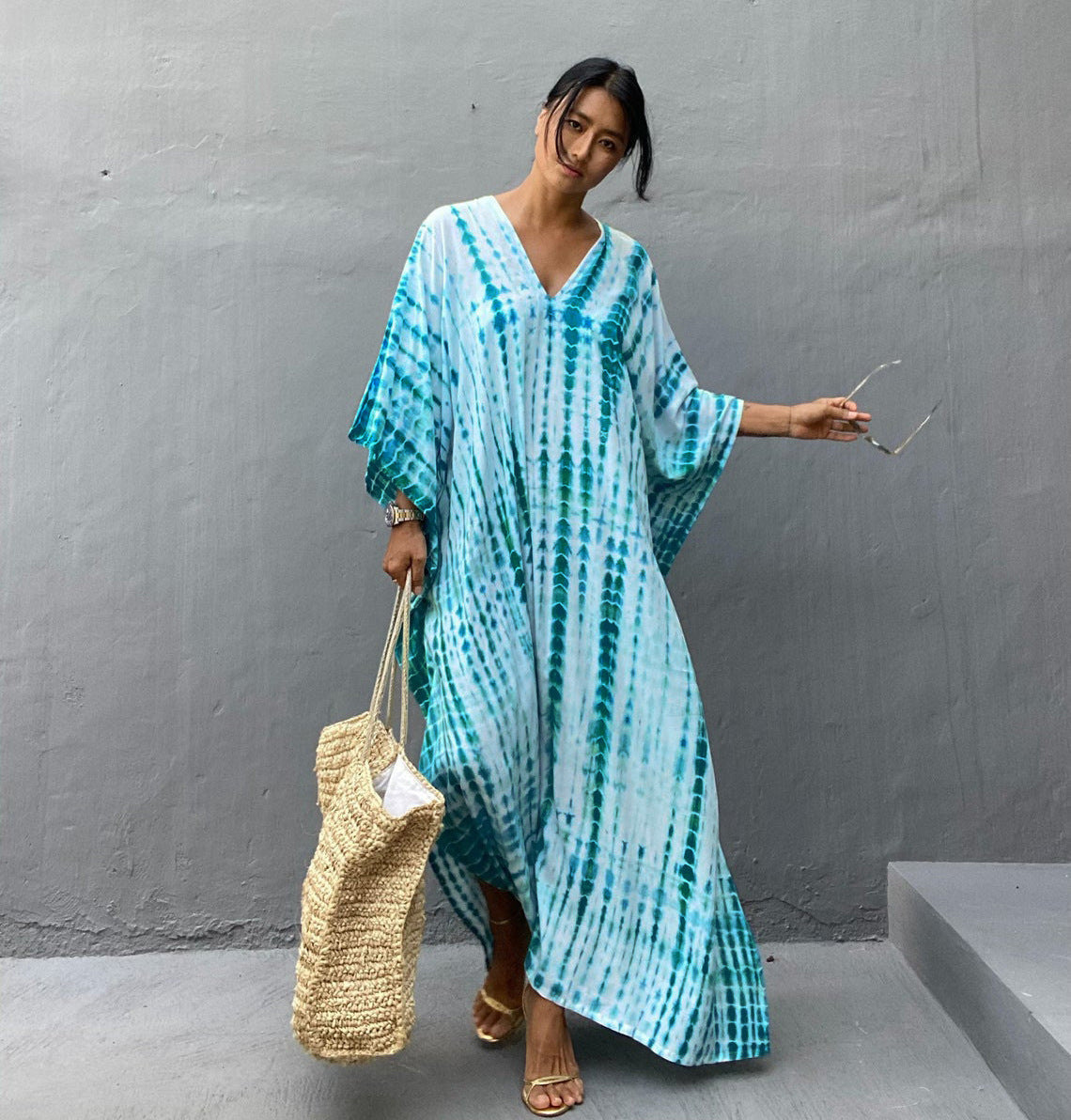 Rayon Halo Dyed Robe Vacation Casual Beach Bikini Cover 25 Colors Bella Mia