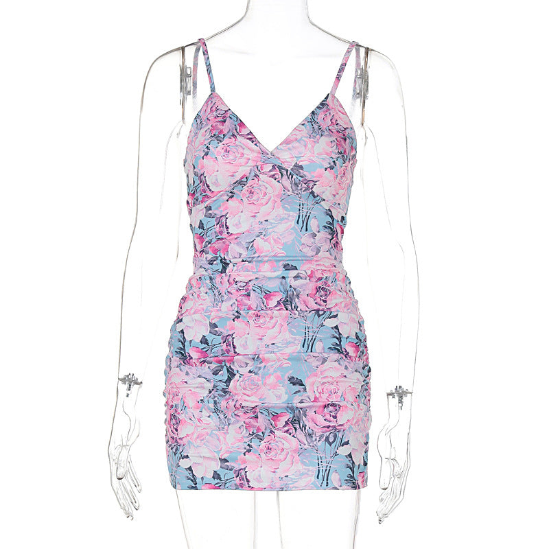 Summer Printed Sling Slim Fit Sheath Sexy Dress Bella Mia