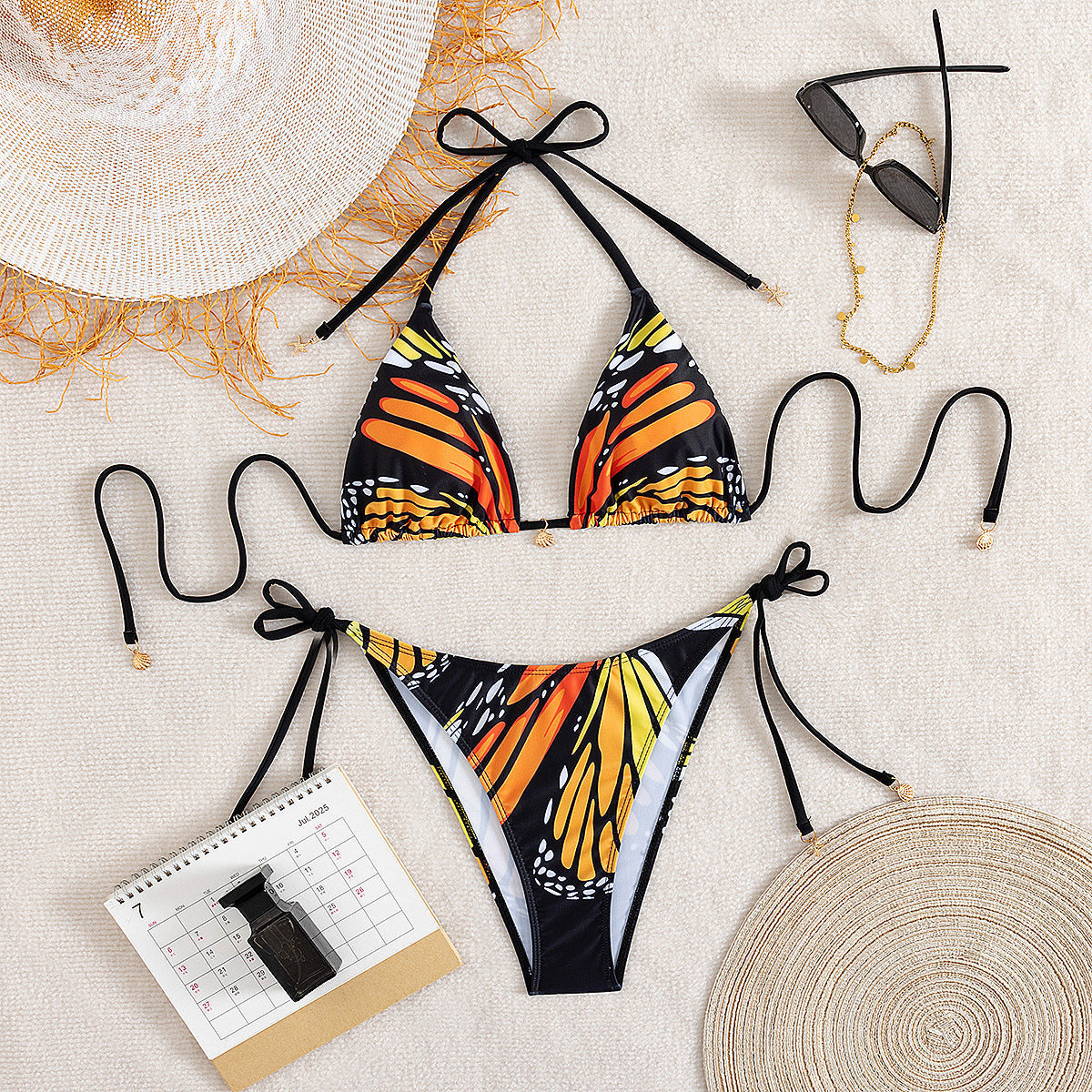 Bikini Swimsuit Women Sexy Butterfly Printed Halter Lace up Bikini Swimsuit Bella Mia