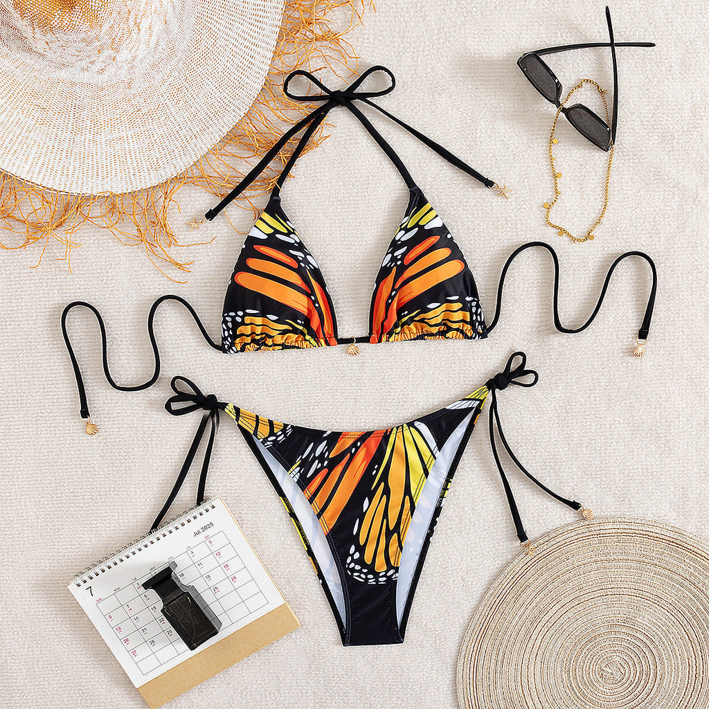 Bikini Swimsuit Women Sexy Butterfly Printed Halter Lace up Bikini Swimsuit Bella Mia