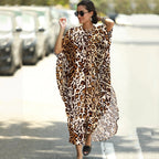 Beach Cover-up Elastic Printing Oversized Button Vacation Robe Bella Mia