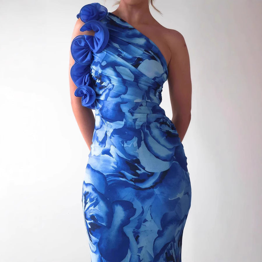 Women Clothing Summer Elegant Slim Sleeveless Three Dimensional Floral Sexy Dress Bella Mia