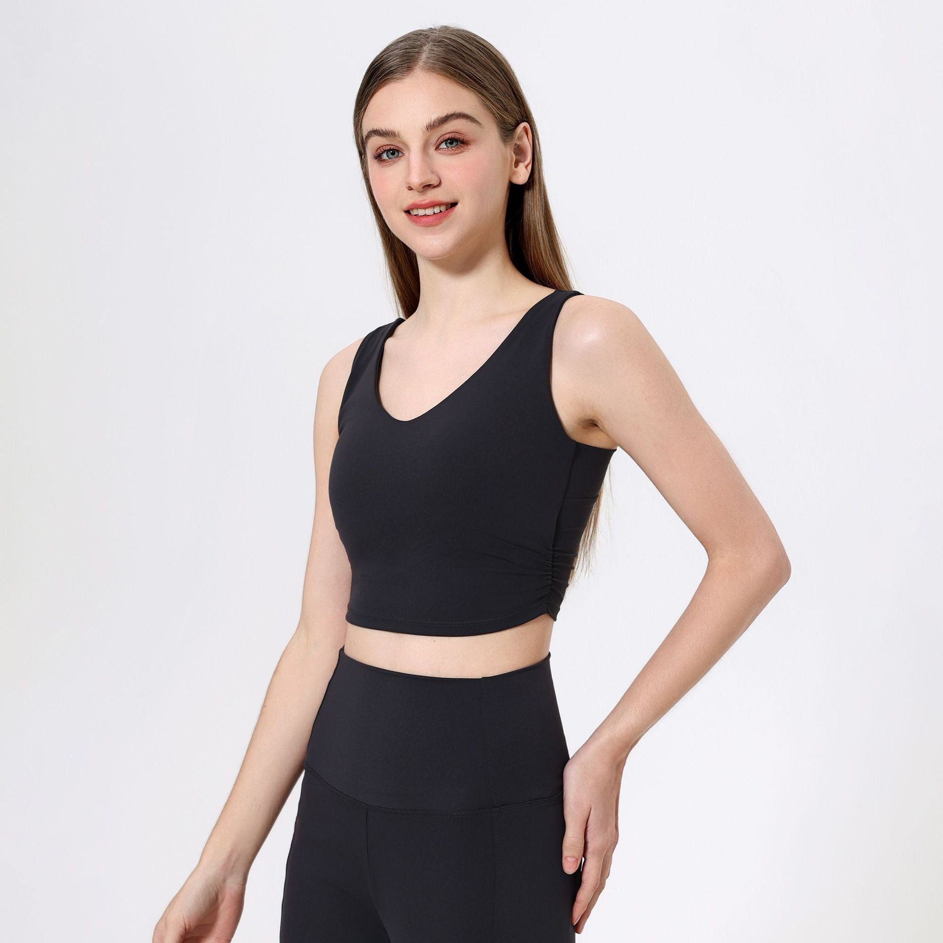 Back Fixed Chest Pad Sports Underwear Women Waist Tight Nude Feel Yoga Clothes Bra Fitness Running Shockproof Outer Wear Bella Mia