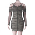 Autumn Winter Evening Dress Sexy Tube Top Halter Mesh Thin Glittering Hip Dress Bella Mia