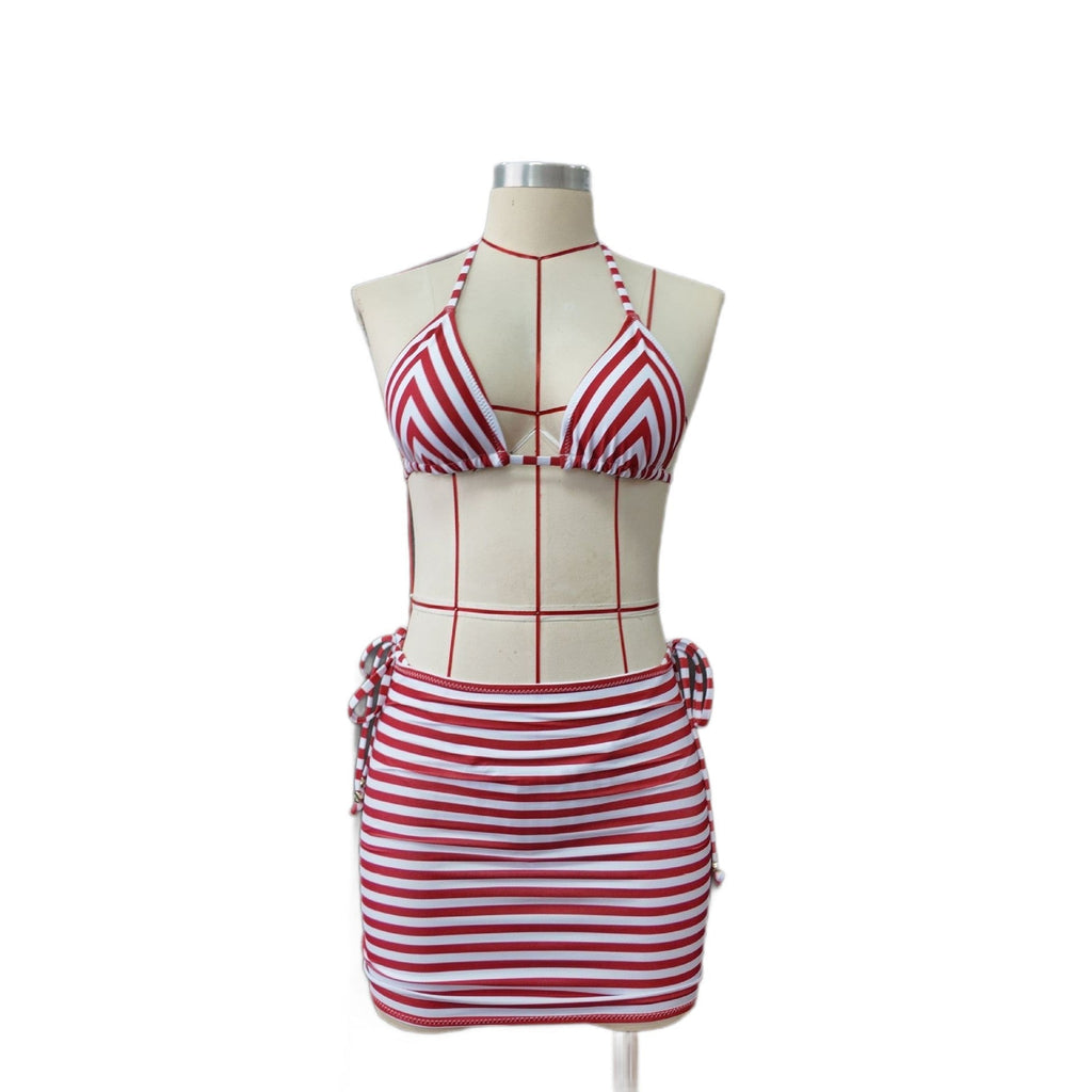Striped Printed Split Bikini Women Sexy Three Point Bikini Skirt Set Bella Mia