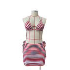 Striped Printed Split Bikini Women Sexy Three Point Bikini Skirt Set Bella Mia