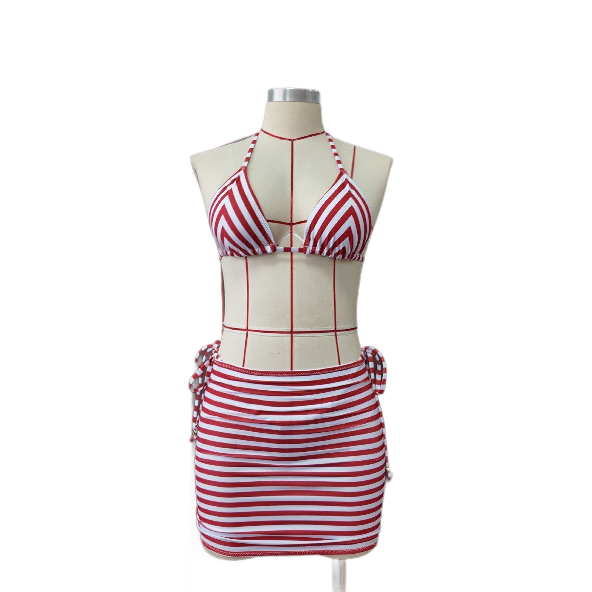 Striped Printed Split Bikini Women Sexy Three Point Bikini Skirt Set Bella Mia
