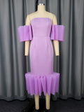 Sexy Tube Top Purple Dress Unique Design Pages Frill Party Evening Dress Bella Mia