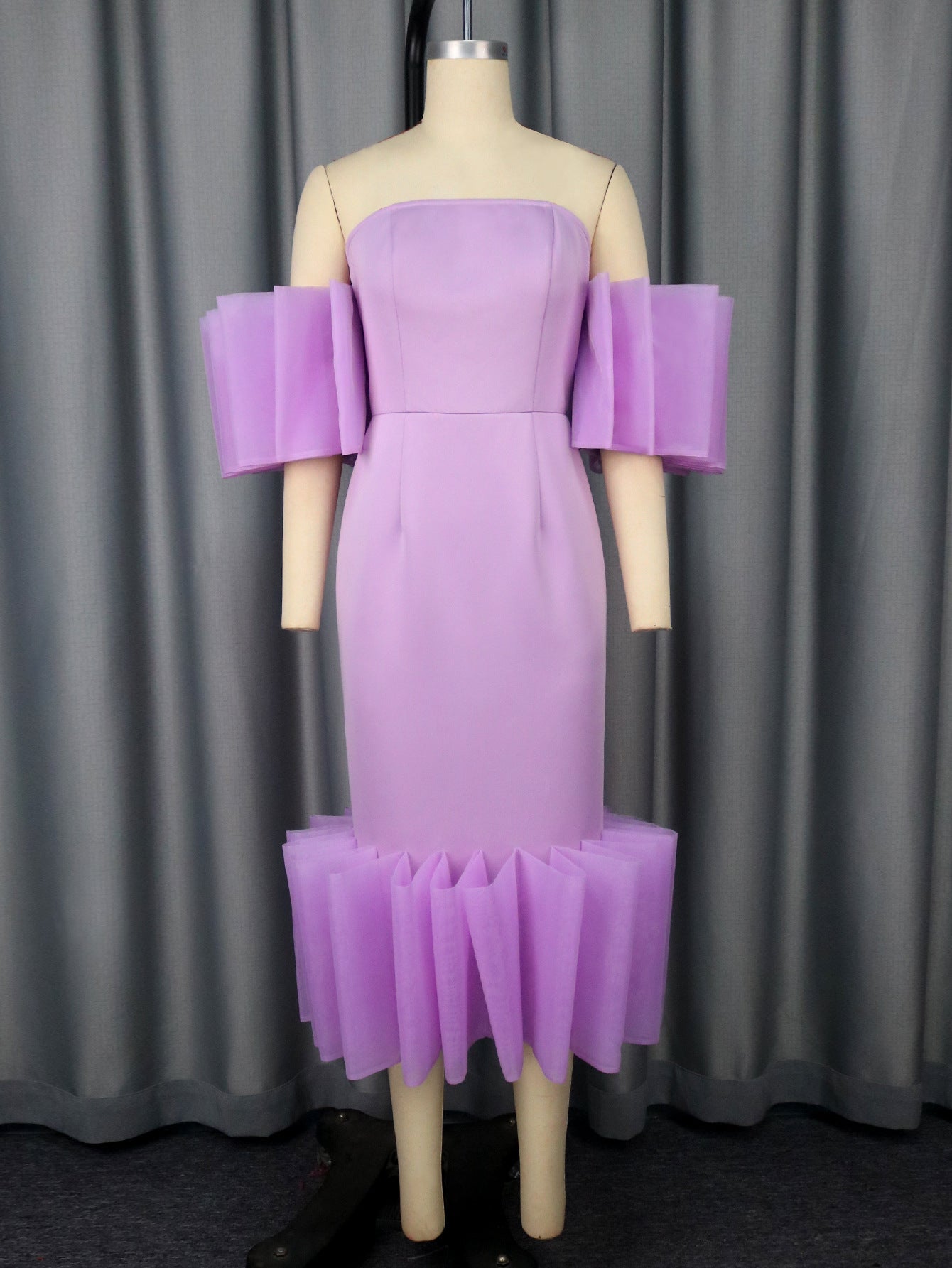 Sexy Tube Top Purple Dress Unique Design Pages Frill Party Evening Dress Bella Mia