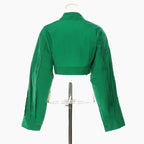 Autumn Winter Personalized Cropped Stitching Short Shirt Top for Women Bella Mia