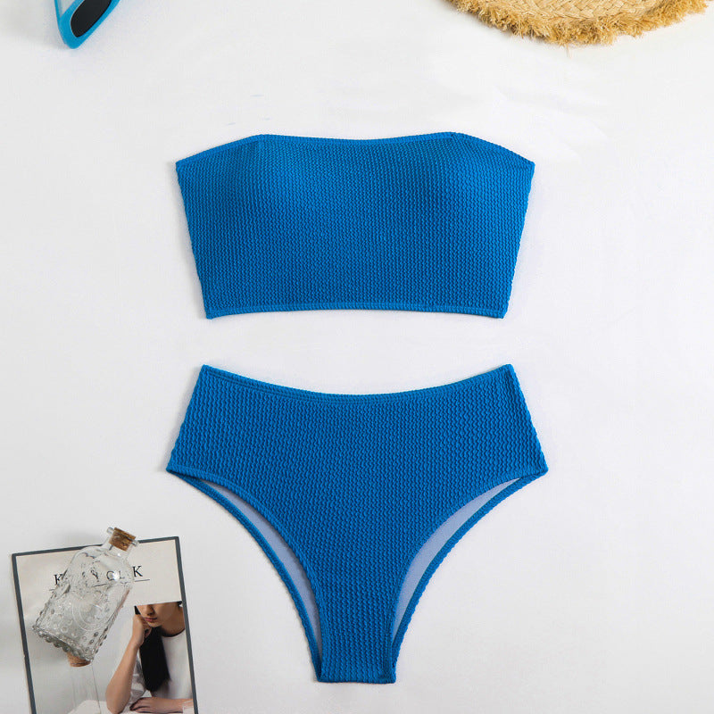 Swimsuit Women Split Solid Color Special Fabric Sexy Tube Top Bikini Swimsuit Bella Mia