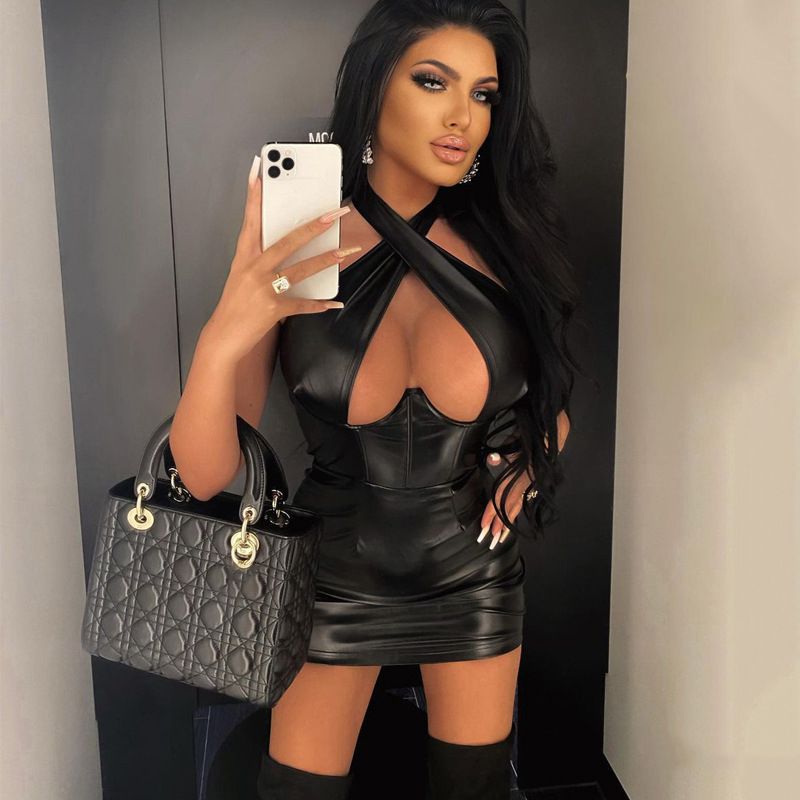 Spring Popular Halter Sexy Topless Slimming Sheath Sleeveless Dress Women Dress Bella Mia
