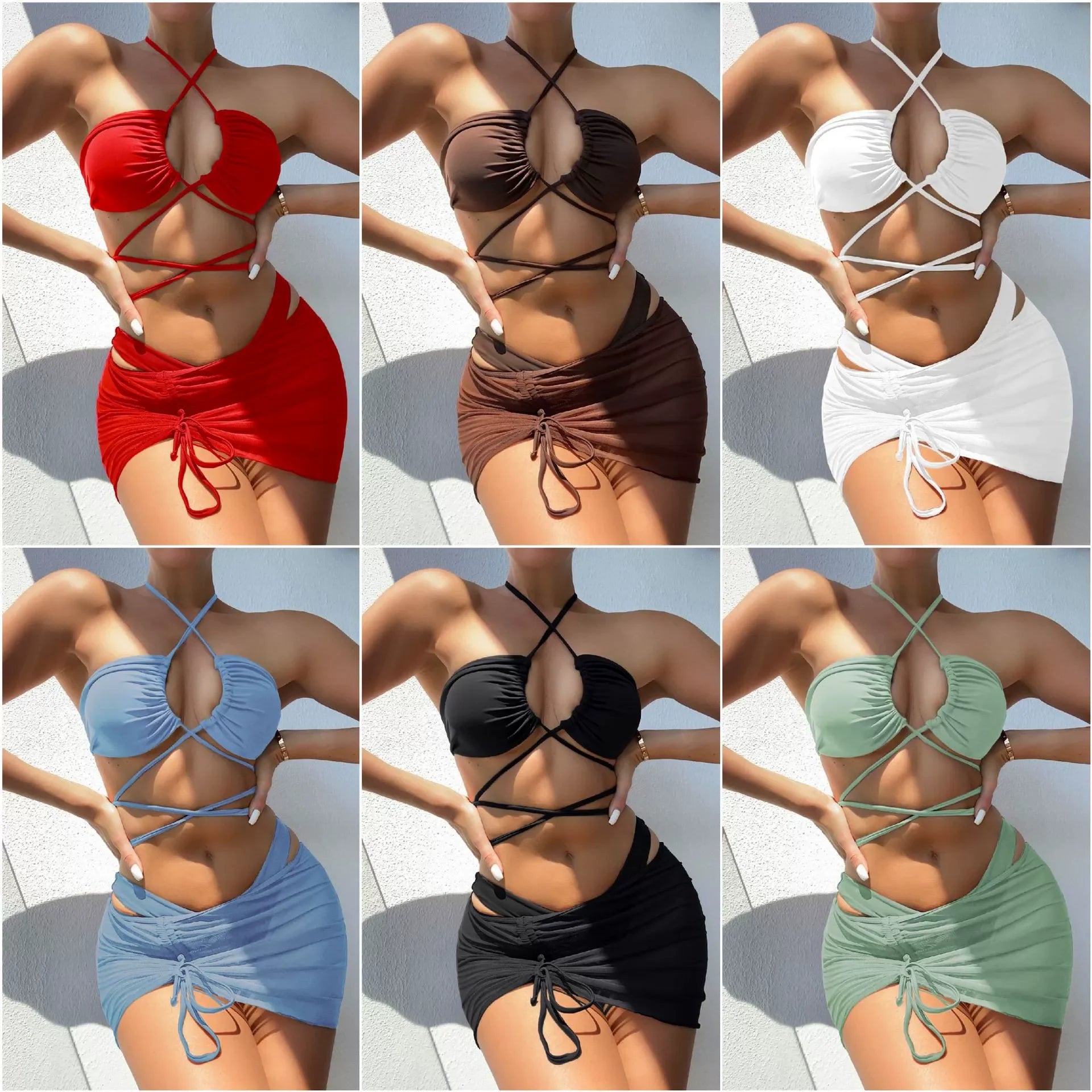Beach Skirt & Swimsuit Set LUXLIFE BRANDS