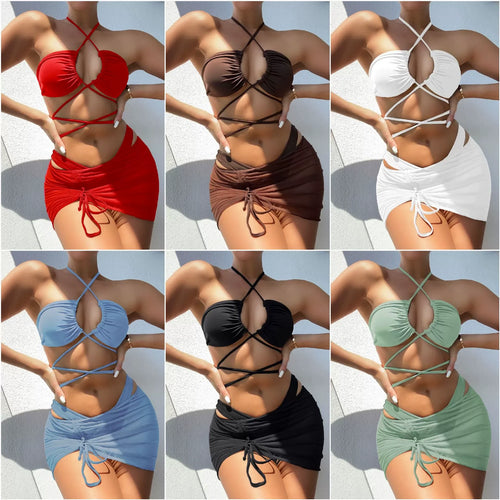Beach Skirt & Swimsuit Set LUXLIFE BRANDS