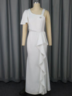 Unique One Shoulder Beaded Sling Party Dress Lotus Lining Cocktail Sheath Dress Bella Mia