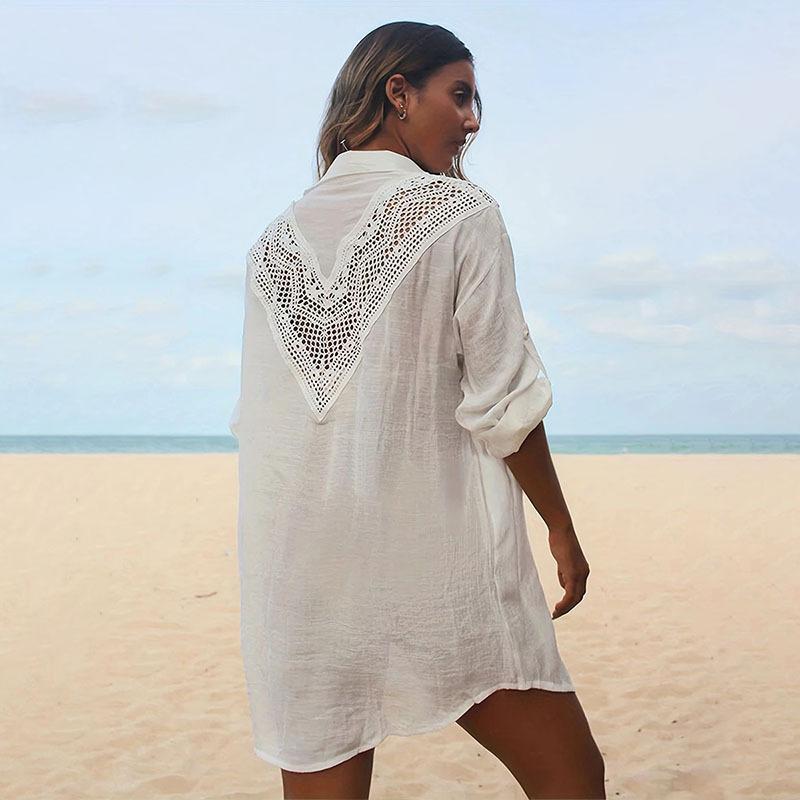 Lace Bamboo Shirt Beach Cover up Sexy Cutout Sun Protection Bikini Cover Bella Mia