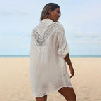 Lace Bamboo Shirt Beach Cover up Sexy Cutout Sun Protection Bikini Cover Bella Mia