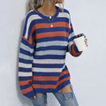 Mid Length Autumn Winter Loose Striped Crew Neck Long Sleeves Bottoming Sweater Women Bella Mia