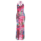 Summer Women Clothing Halter Sexy See through Backless Slim Fit Sheath Dress Bella Mia