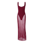 Women Fashionable Elegant Slim Fit Long Stitching Sexy Tulle Side Sling Dress Bella Mia