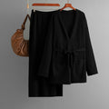 Women Autumn Winter V neck Loose Knitted Lace up Cardigan Skirt Two Piece Set Bella Mia