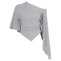 Retro Street Casual Irregular Asymmetric off Shoulder Long Sleeve T shirt Women Simple All Matching Oblique Shoulder Tops Summer