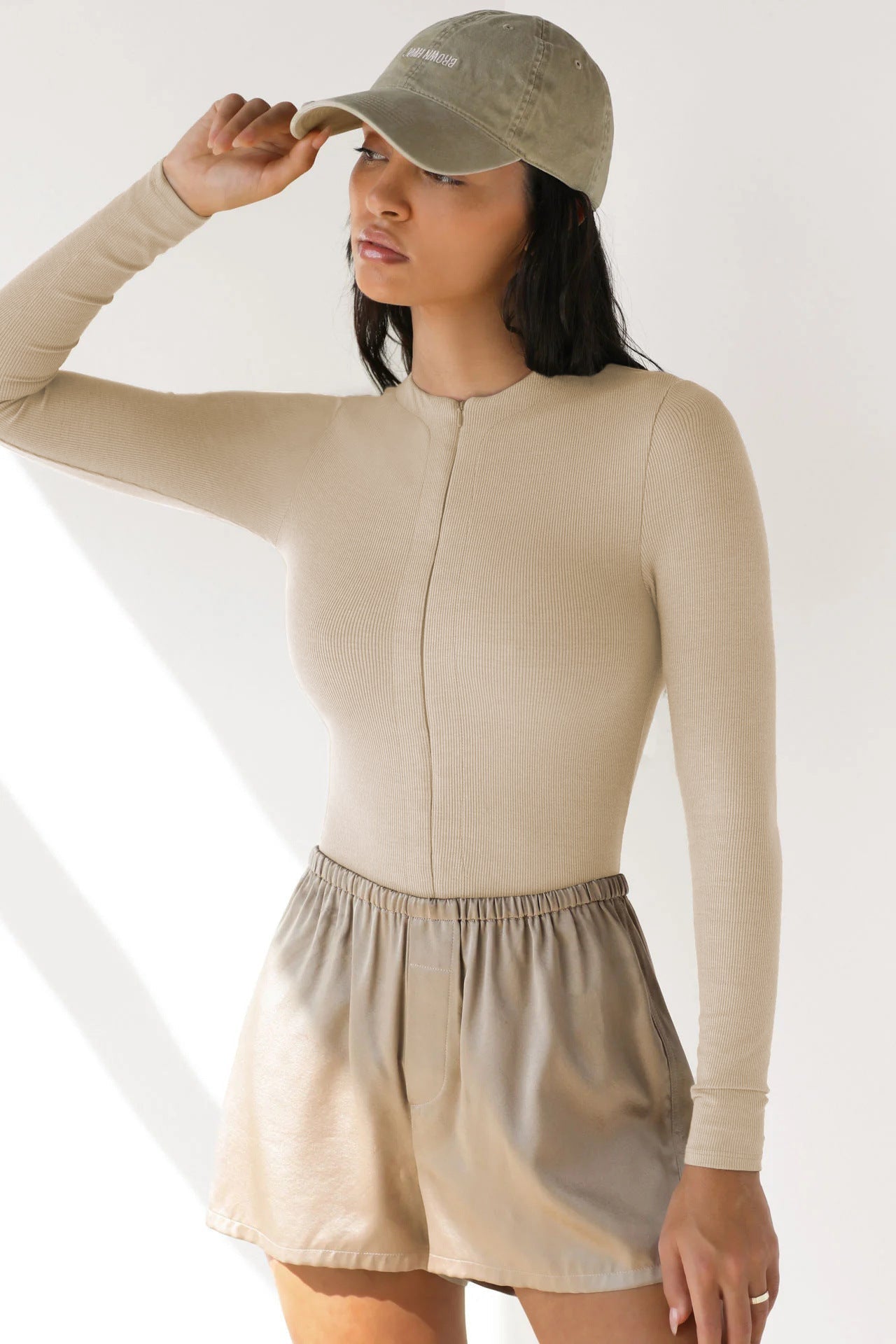 Women Clothing Jumpsuit Skinny Knitted Top Jumpsuit Zipper Top Shorts Bella Mia