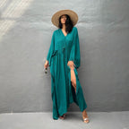 Rayon Loose Sexy Split Beach Cover Up Waist Pull Belt Vacation Skirt Bikini Cover Bella Mia