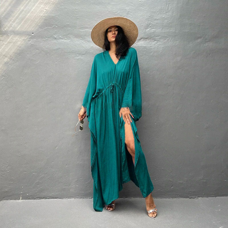 Rayon Loose Sexy Split Beach Cover Up Waist Pull Belt Vacation Skirt Bikini Cover Bella Mia