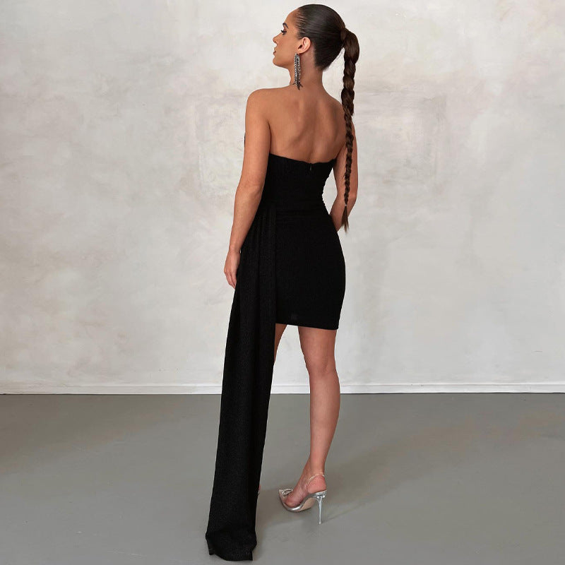 Spring Women Clothes Stitching Tied Sexy Bandeau Short Sheath Dress Bella Mia