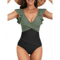 Solid Color Swimsuit Women Sexy Bikini Siamese Triangle Flounced Swimsuit Bella Mia