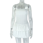 Elegant Sexy Backless Pleated A line Halterneck off Shoulder Dress Fresh Simple Women Clothing Bella Mia