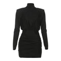 Fall Sexy Slim Fit Turtleneck Long Sleeve Narrow Short Solid Color Dress Bella Mia