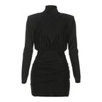 Fall Sexy Slim Fit Turtleneck Long Sleeve Narrow Short Solid Color Dress Bella Mia