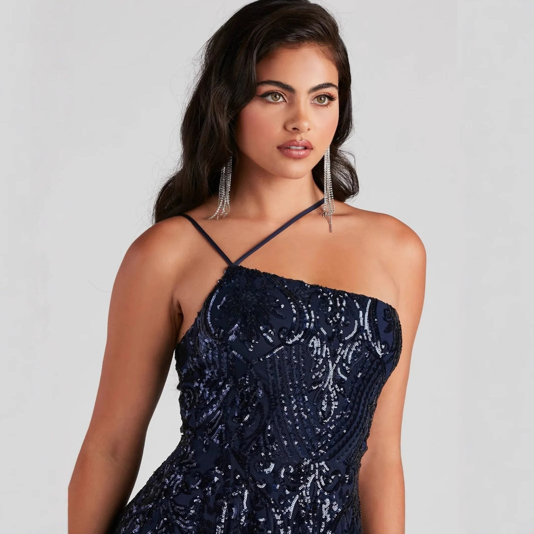 Sexy Sequ Dress Summer One Shoulder Sequined Nightclub Party Dress Bella Mia