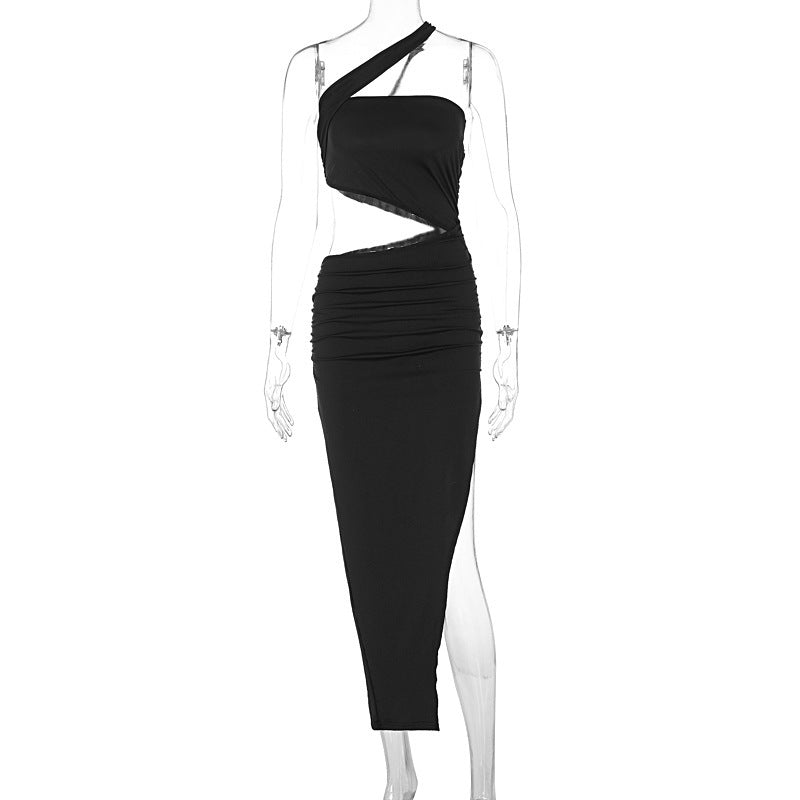 Summer One Shoulder Cropped Sexy Sheath Split Dress Women Clothing Bella Mia