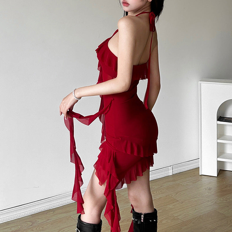 Summer Women Clothing Solid Color Slim High Waist Street Halter Backless Dress Bella Mia