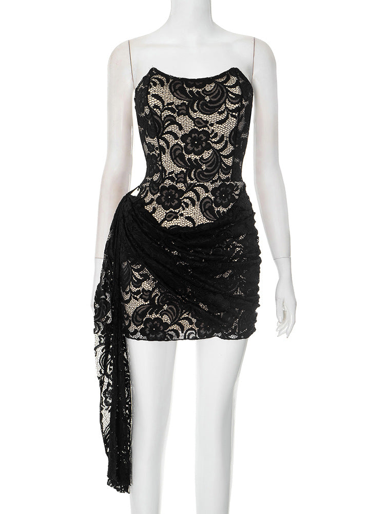 Women Clothing Lace Strap Tube Top Skinny Sheath Short Dress Bella Mia