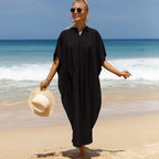 Cotton Shirt Sun Protection Cardigan Beach Cover Up Vacation Maxi Dress Bikini Swimsuit Outwear Bella Mia