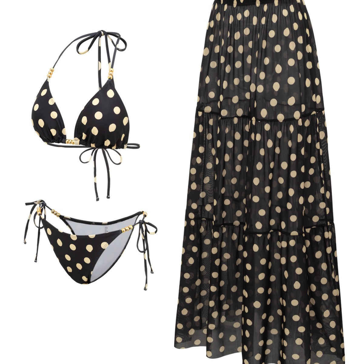 Black White Dot Sexy Swimsuit Slimming Suit Women Dress Beach Swimsuit Three Piece Set