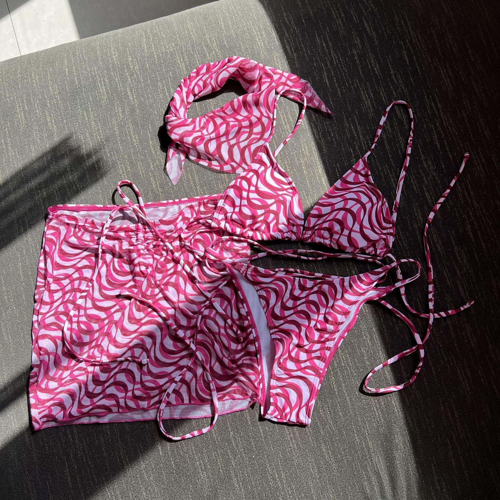 Drawstring Strap Sexy Three Piece Set Swimsuit Bikini Strap Bella Mia