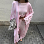 Summer Pajamas Three Piece Knitted Solid Color Top Trousers Loose Comfortable Home Wear Bella Mia