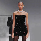 Exquisite Rhinestone Special Interest Design Tube Top Bandage Dress Party Gathering Tuxedo Dress Bella Mia